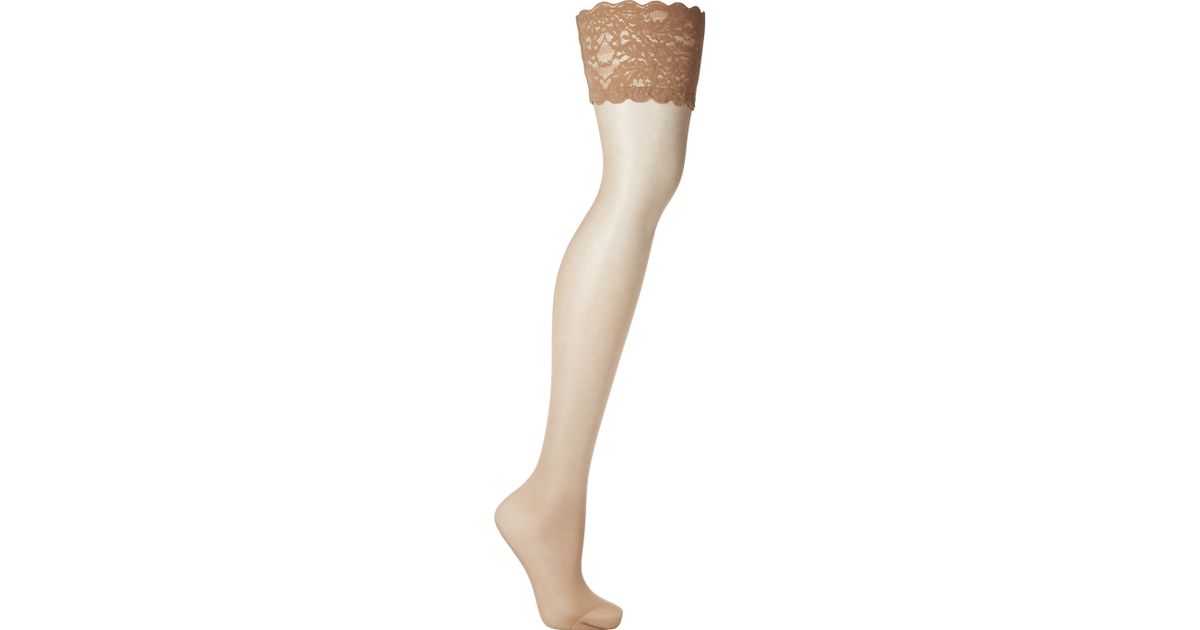 Wolford Satin Touch 20 Denier Stay Up Stockings In Natural