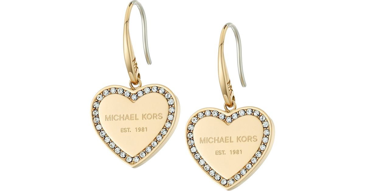 Lyst Michael Kors Heritage Heart Drop Earrings In Metallic