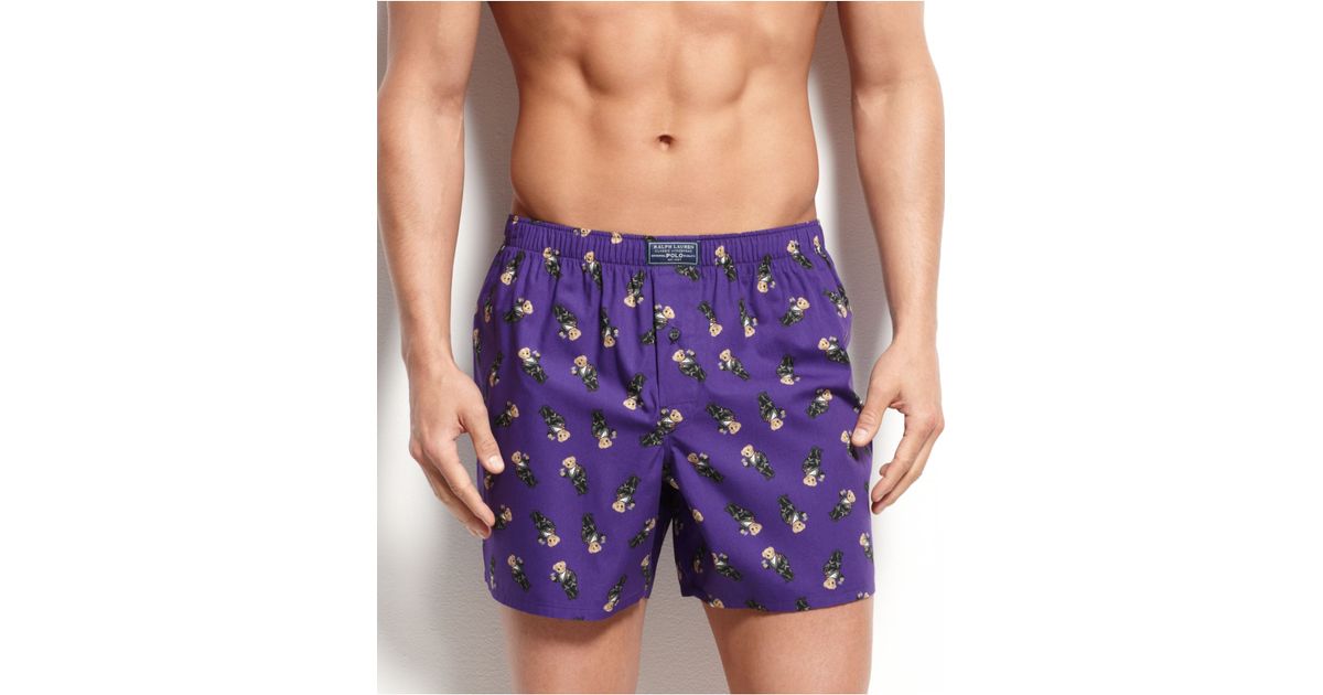 Polo Ralph Lauren Mens Bear Print Woven Boxers In Purple For Men Lyst 