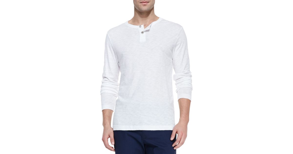 Download Lyst - Theory Long-sleeve Two-button Henley Shirt in White ...