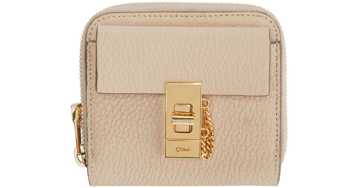 Chlo Beige Leather Square Drew Wallet in Beige | Lyst