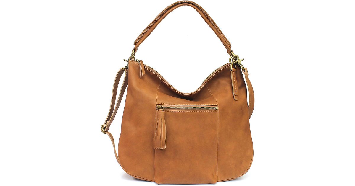 Lucky brand Harper Leather Crossbody Hobo Bag in Brown (Tobacco) | Lyst