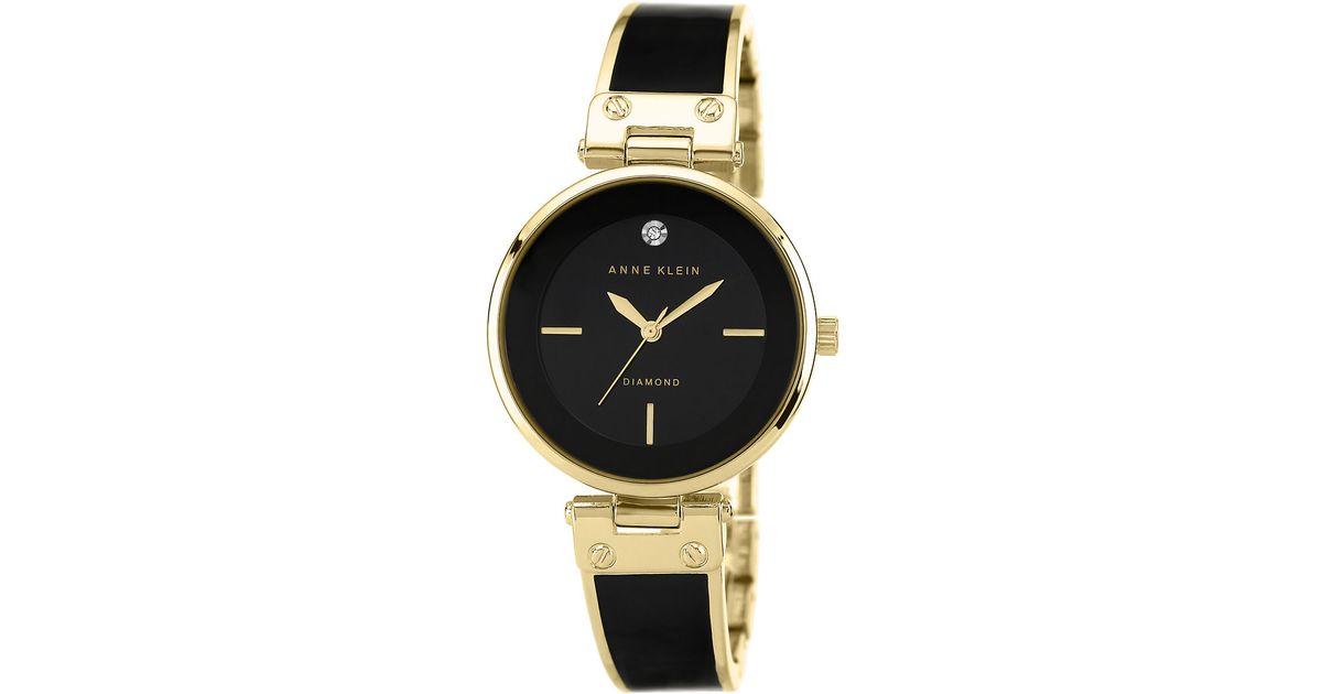 Anne klein Ladies Two Tone Bangle Strap Watch in Gold (Black) | Lyst