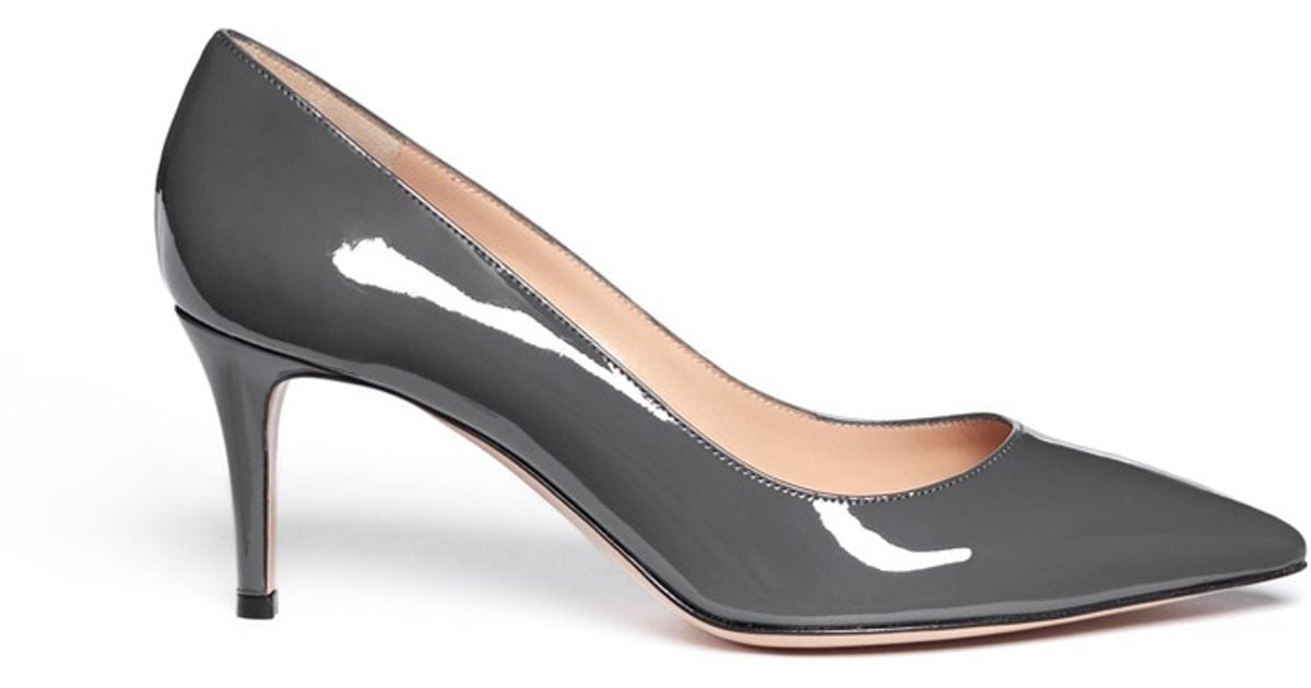 grey leather pumps