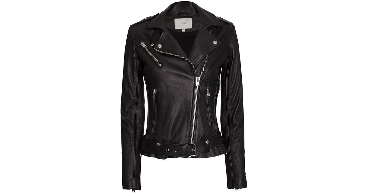 Iro Exclusive Tamie Belted Leather Jacket in Black | Lyst