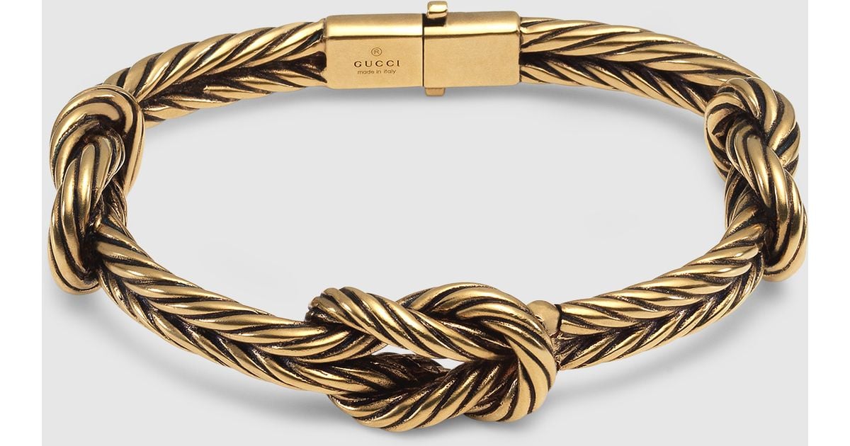 Lyst Gucci Gold Finished Sterling Silver Knot Bracelet In Metallic