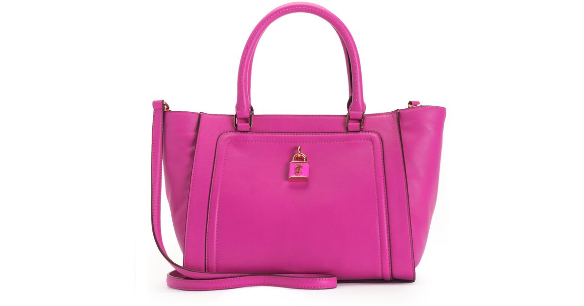 Juicy couture Luxe Locks Leather Satchel in Pink | Lyst