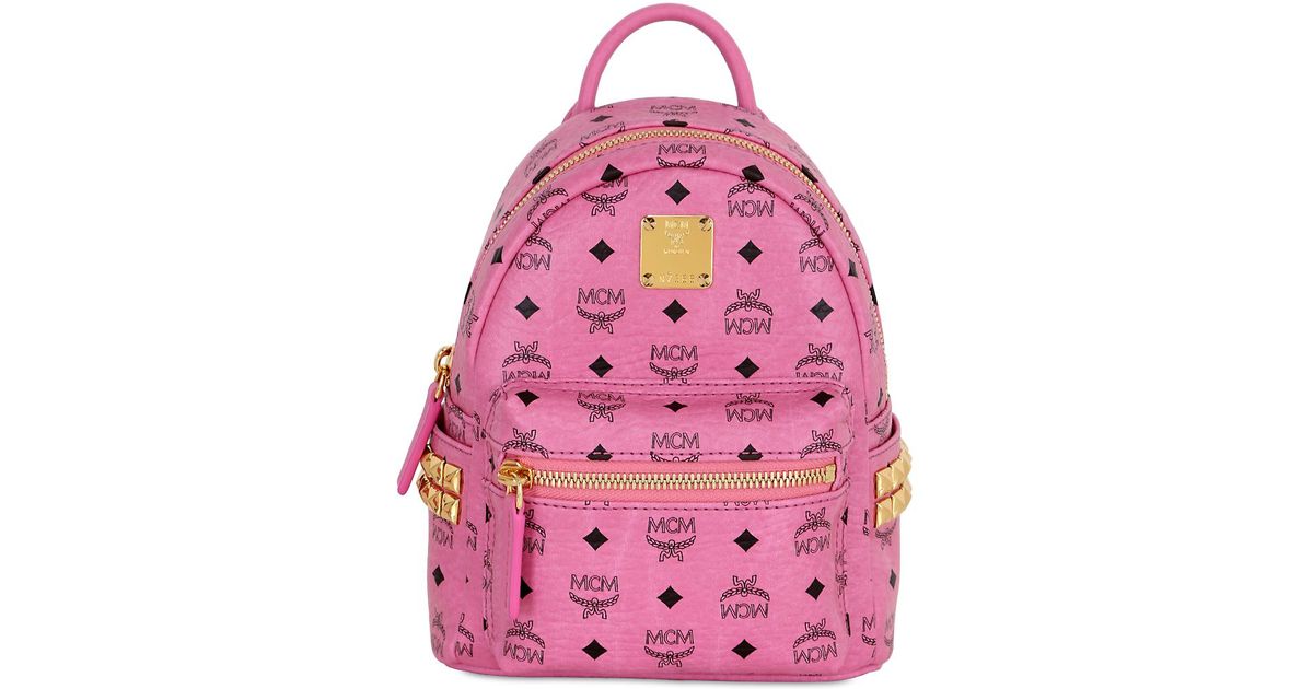 Mcm Pink Extra Mini Stark Coated Canvas Backpack