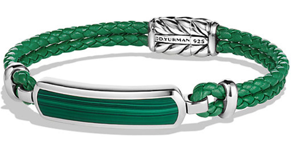 David yurman Exotic Stone Bar Station Bracelet In Green Leather With ...