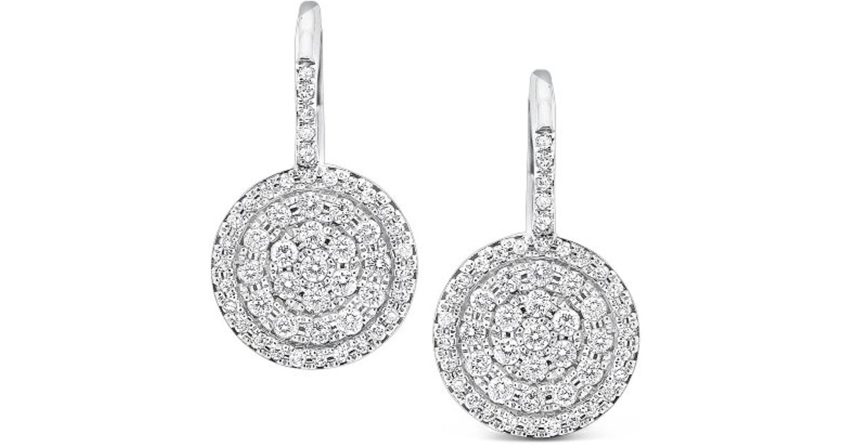 Lyst Kc Designs 14k Gold And Diamond Pave Disc Earrings In White