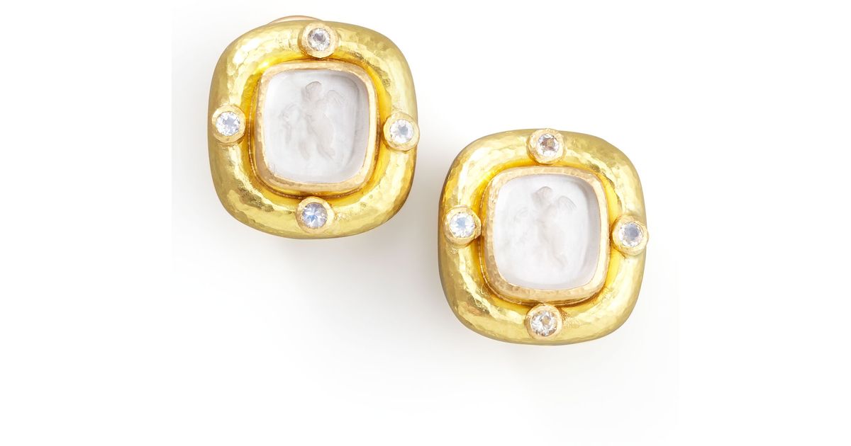Lyst Elizabeth Locke Putto Intaglio Clip Post Earrings In Metallic