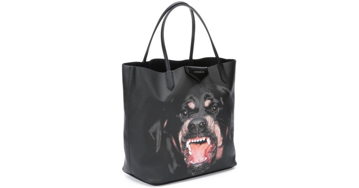 Lyst Givenchy Black Coated Canvas Antigona Rottweiler Tote In