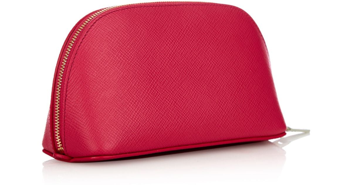 Smythson Panama Leather Cosmetics Bag In Pink Lyst