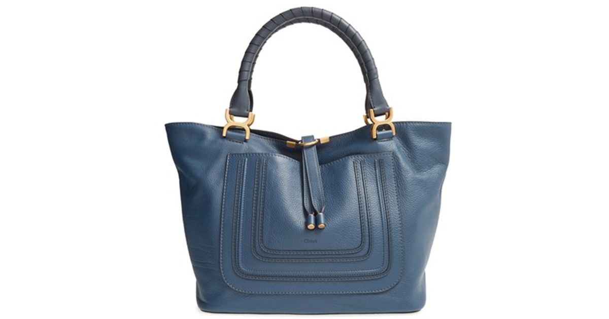 Lyst Chloé Marcie New Leather Tote In Blue