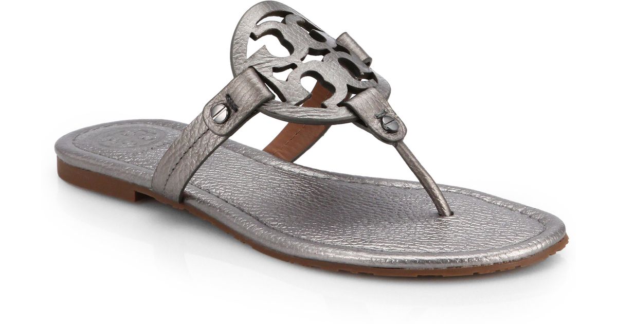 tory burch miller sandals pewter