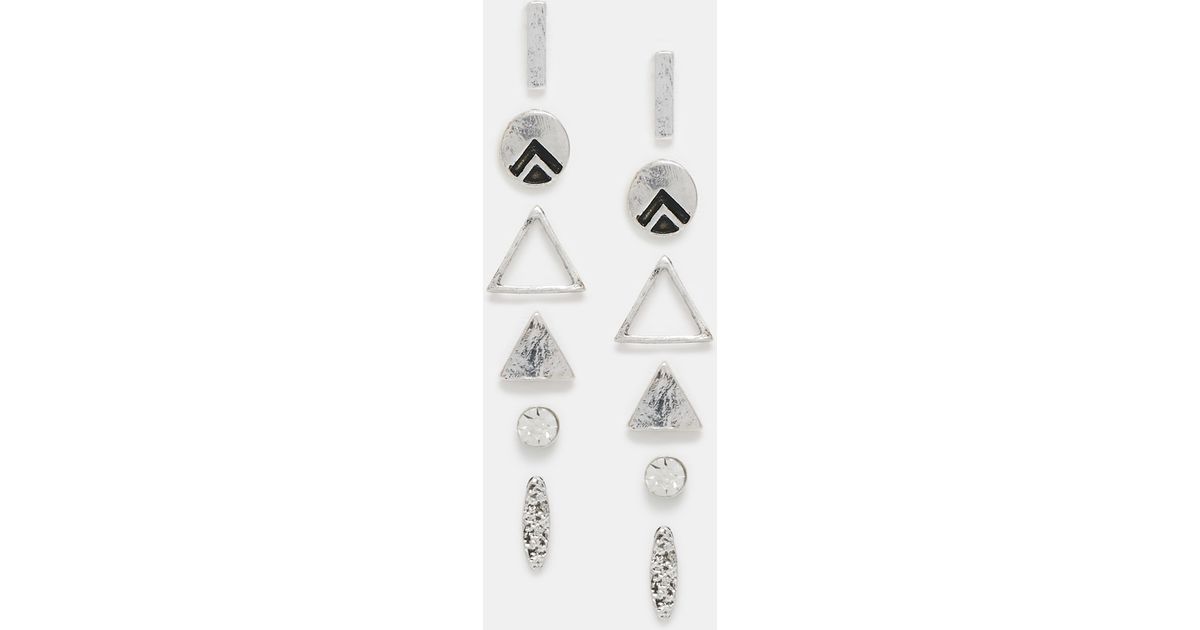 Lyst Asos Limited Edition Shapes Earring Stud Pack In Metallic