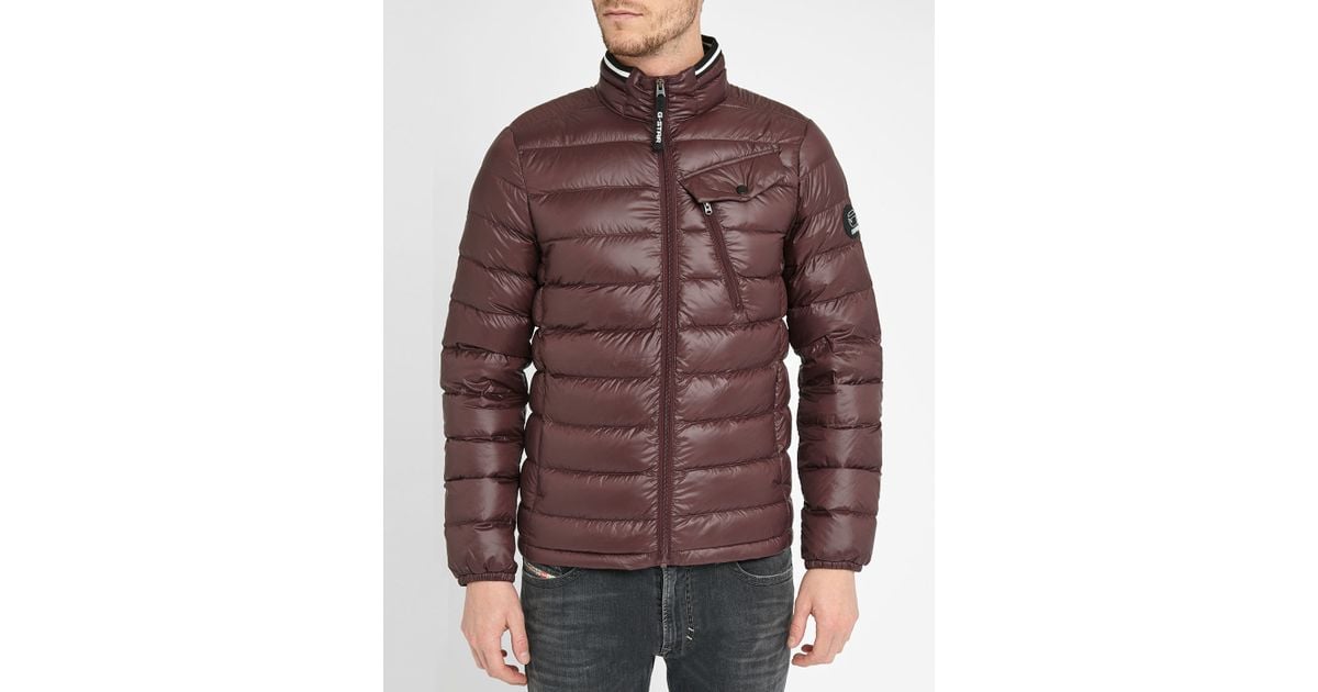 star raw Burgundy Revend Pr Quilted Down Jacket With Zip Pockets in ...