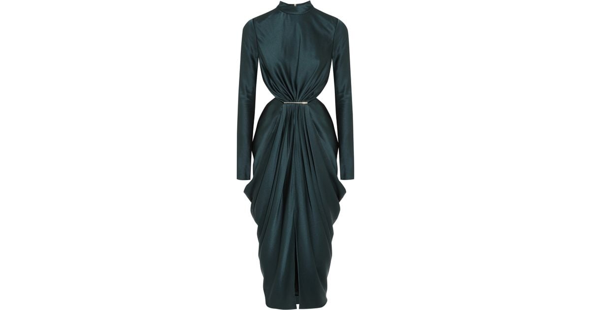 Jason wu Cutout Draped Satin Dress in Blue | Lyst