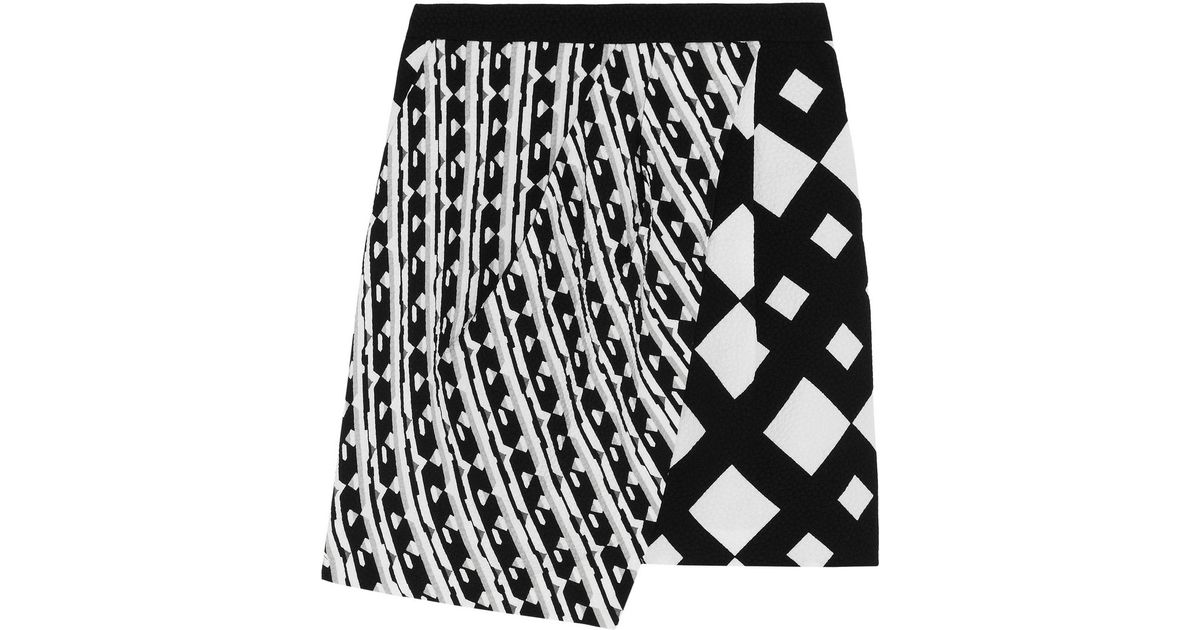 Lyst - Peter pilotto Wrap-Effect Printed Cloquã© Skirt in Black