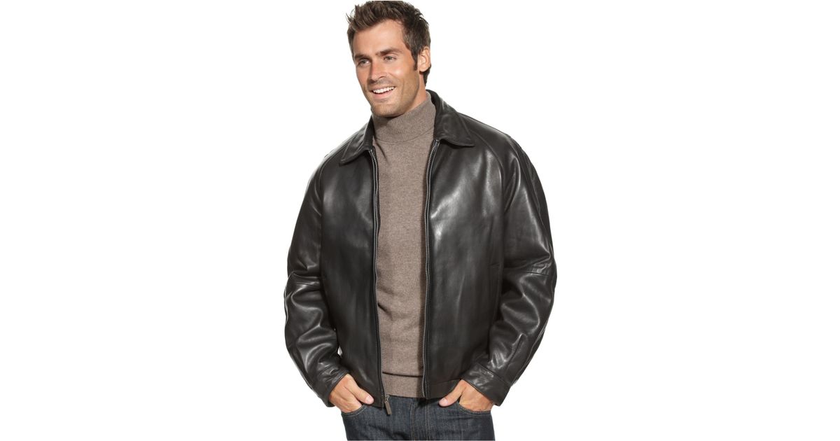 Lyst Perry Ellis Lambskin Leather Er Jacket In Black For Men