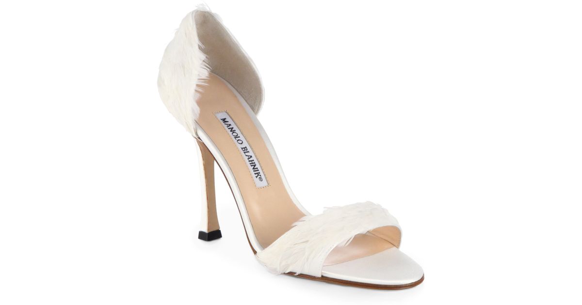 manolo blahnik white satin