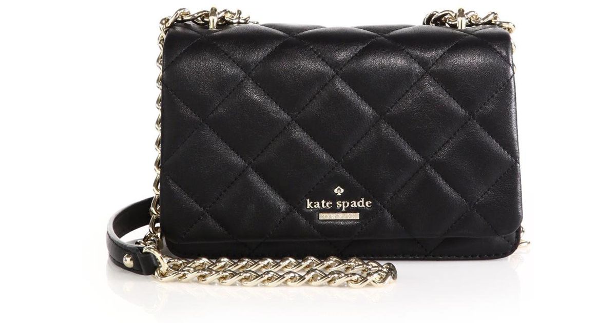 Lyst - Kate Spade New York Emerson Place Vivenna Quilted Leather Crossbody Bag in Black
