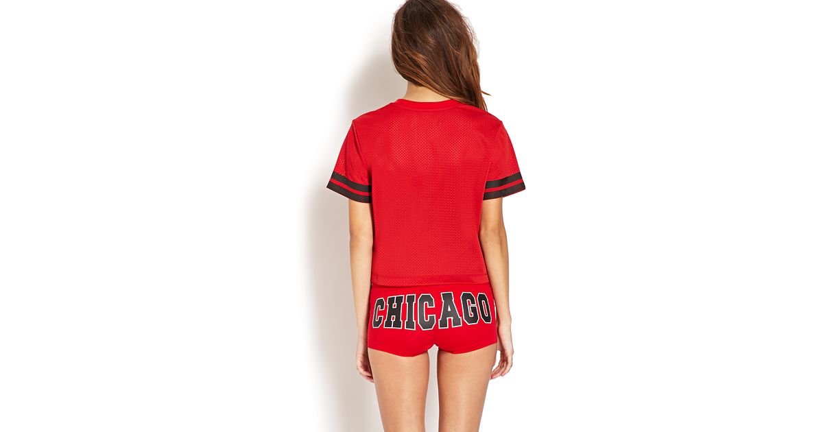 Lyst Forever 21 Chicago Bulls Jersey Top In Red