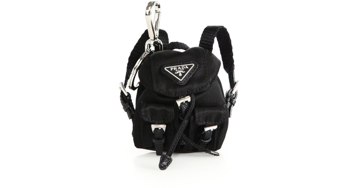 prada tessuto city medium tote - Prada Vela Backpack Keychain in Black (nero) | Lyst