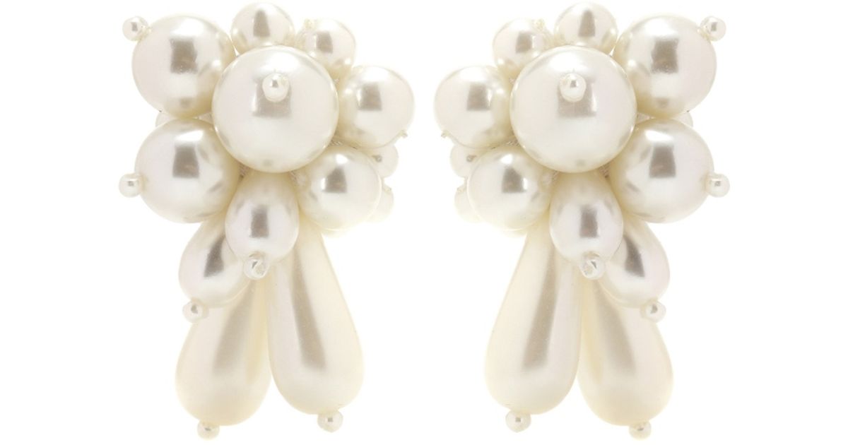 Lyst Simone Rocha Clip On Faux Pearl Earrings In White