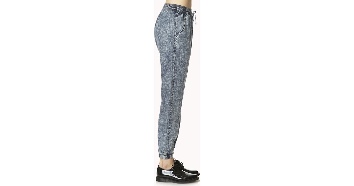 acid wash denim joggers womens