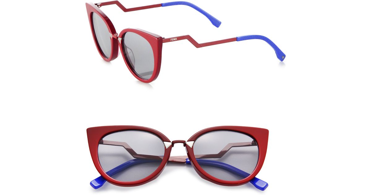 Fendi Zigzag Arm 52mm Cat'seye Sunglasses in Blue (BERGUNDY) Lyst