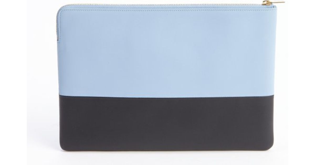 Cline Lavender and Black Leather Large Flat Zip Pouch in Blue ...  