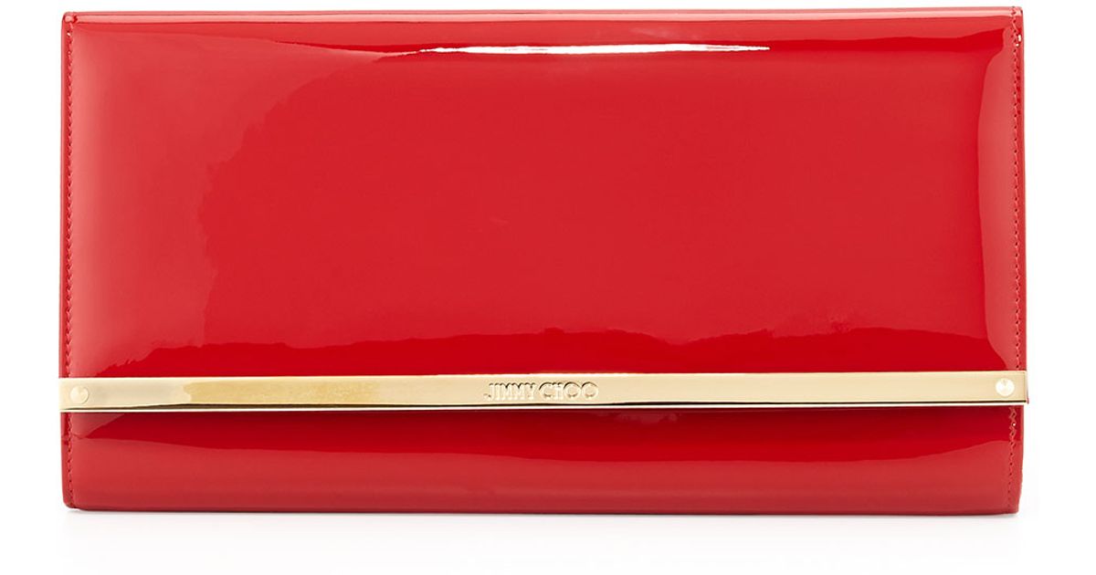 Lyst Jimmy Choo Maia Large Patent Wallet Clutch Bag In Red