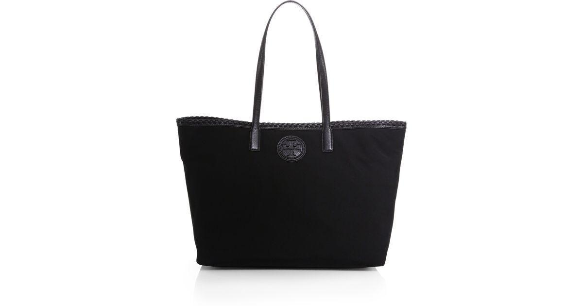 Lyst Tory Burch Marion East West Nylon Tote In Black