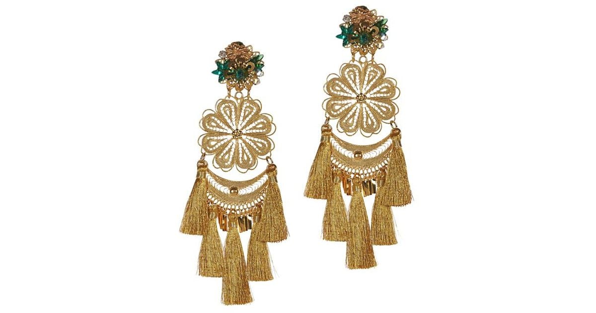 Lyst Mercedes Salazar Fiesta Chandelier Earrings Gold In Metallic