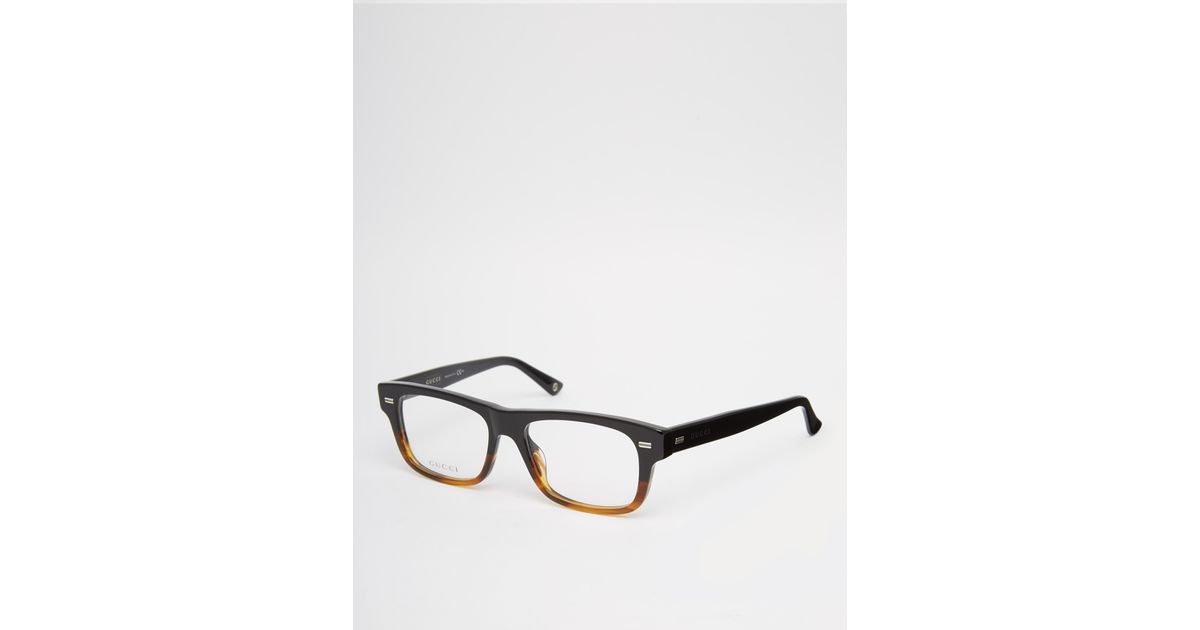 Gucci Square Clear Lens Glasses In Tort in Brown for Men ...