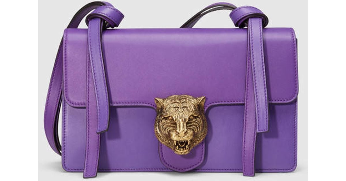 Lyst Gucci Animalier Leather Shoulder Bag In Purple