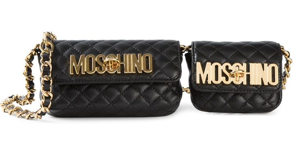 Lyst Moschino Quilted Bag Belt In Black