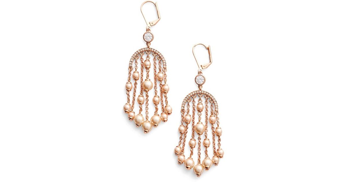 Lyst Kate Spade New York Pearls Of Wisdom Chandelier Earrings Lyst Kate Spade New York Pearls Of Wisdom Chandelier Earrings Blush Multi In Metallic