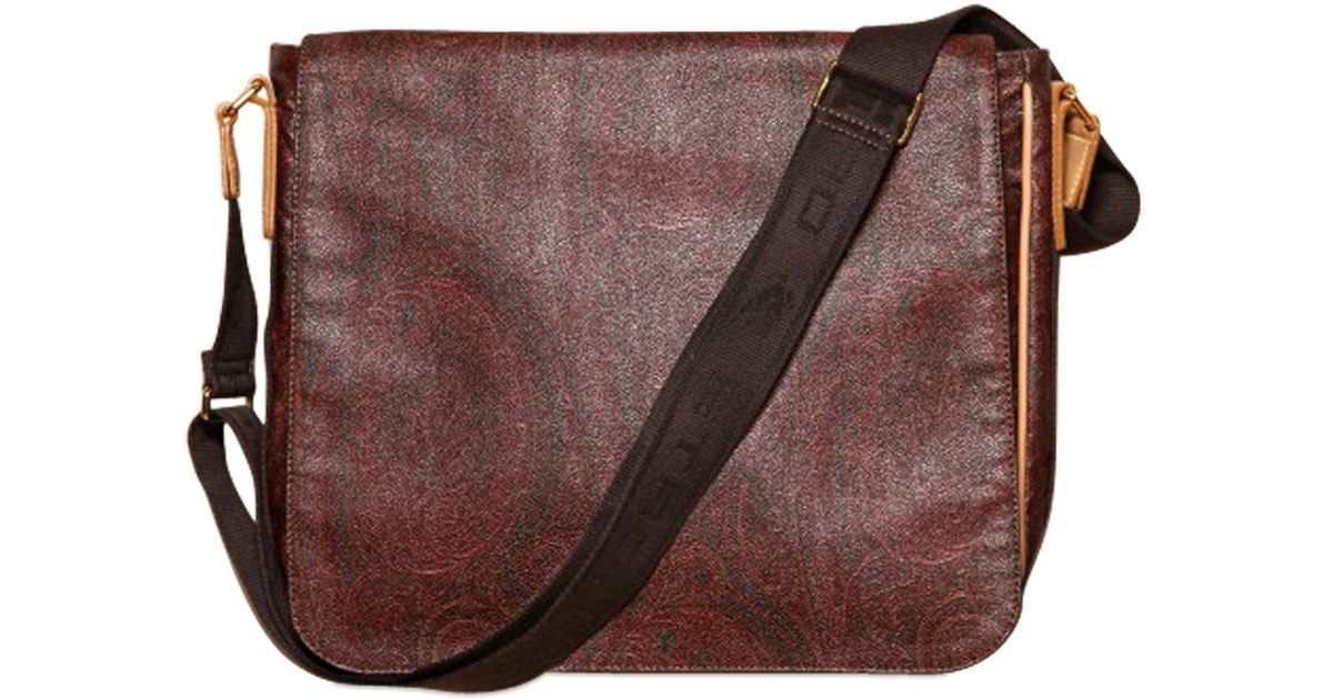 Lyst Etro Paisley Print Waxed Canvas Messenger Bag In Brown For Men