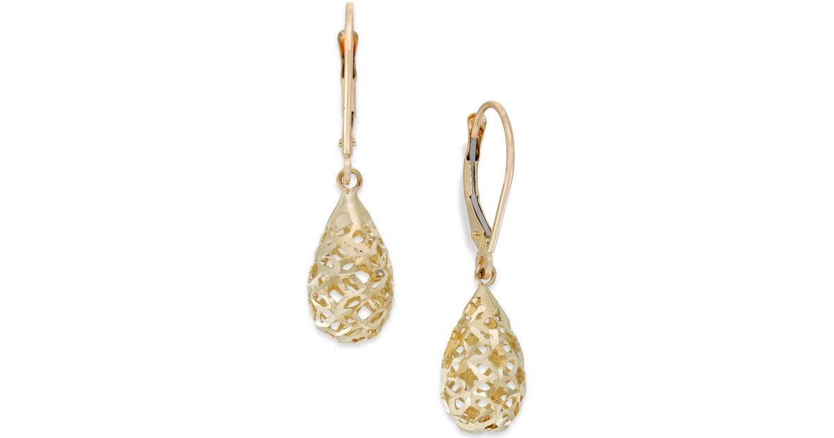 Macy's Filigree Leverback Drop Earrings In 10k Gold in Metallic Lyst