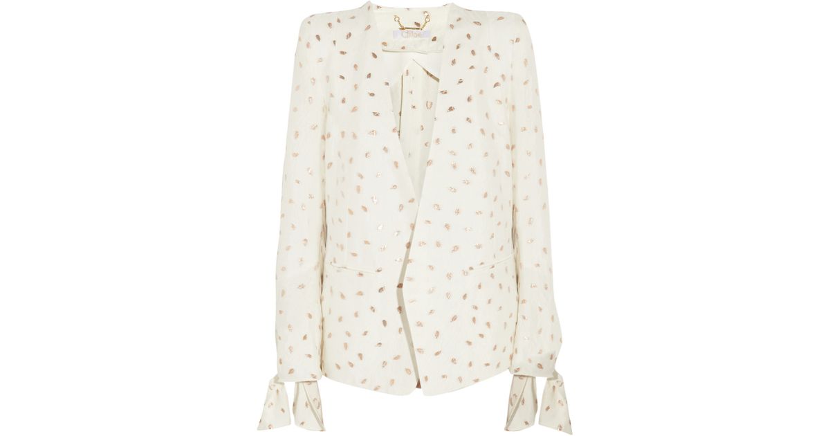 Chloé Embroidered Jacquard Blazer in Natural Lyst