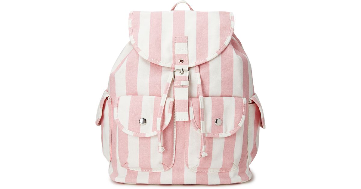 pink striped backpack