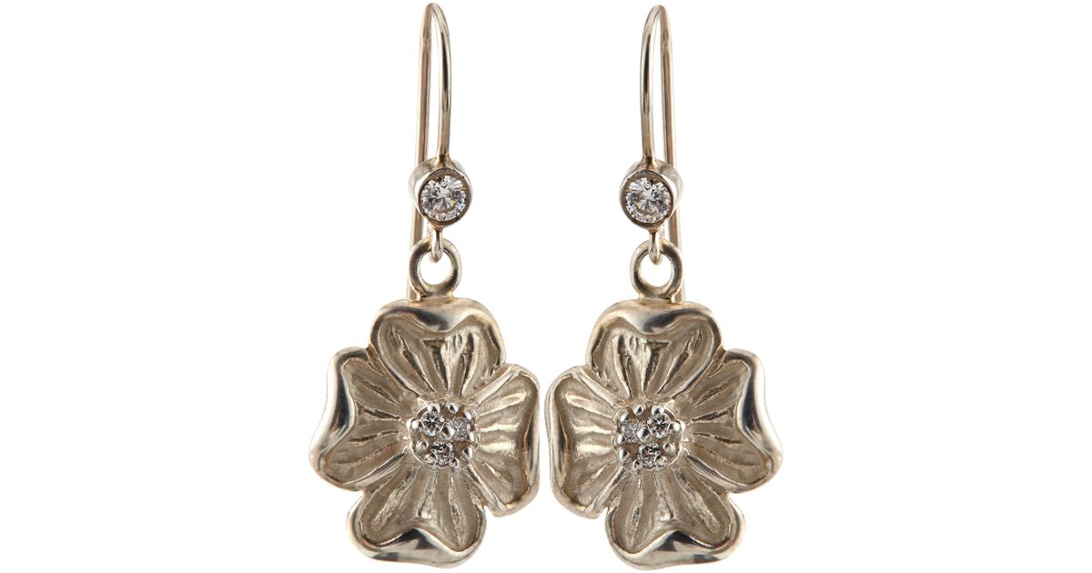 Lyst Slane Dogwood Diamond Flower Dangle Earrings In Metallic