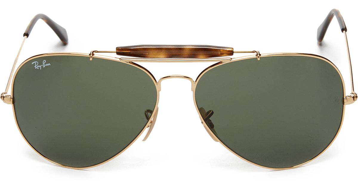 Rayban Pilot Aviator Sunglasses in Gold (Gold/Dark Green) Lyst