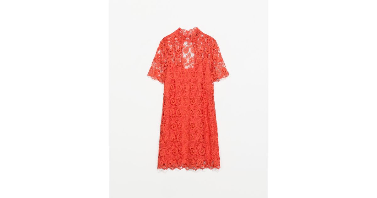 Zara Crochet Dress in Orange Lyst