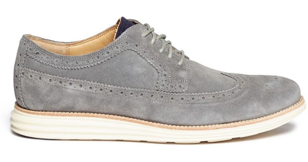 grey suede wingtip shoes