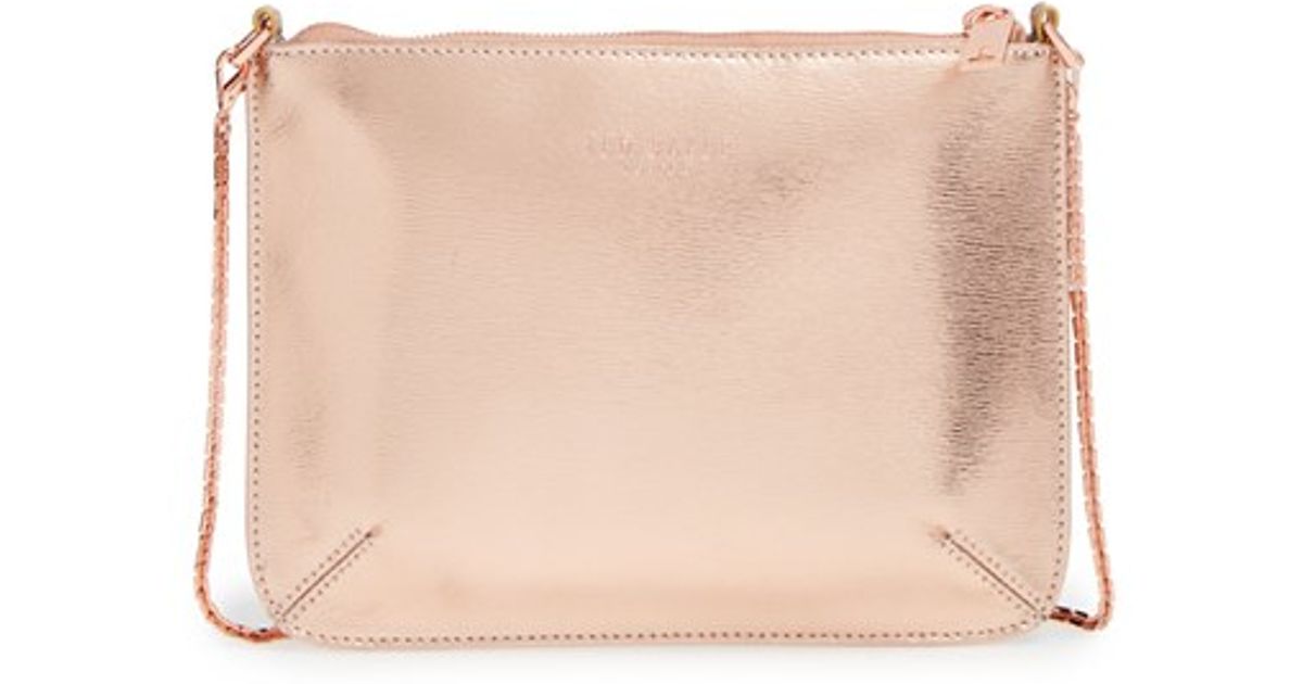 Lyst Ted Baker Textured Leather Crossbody Bag In Metallic