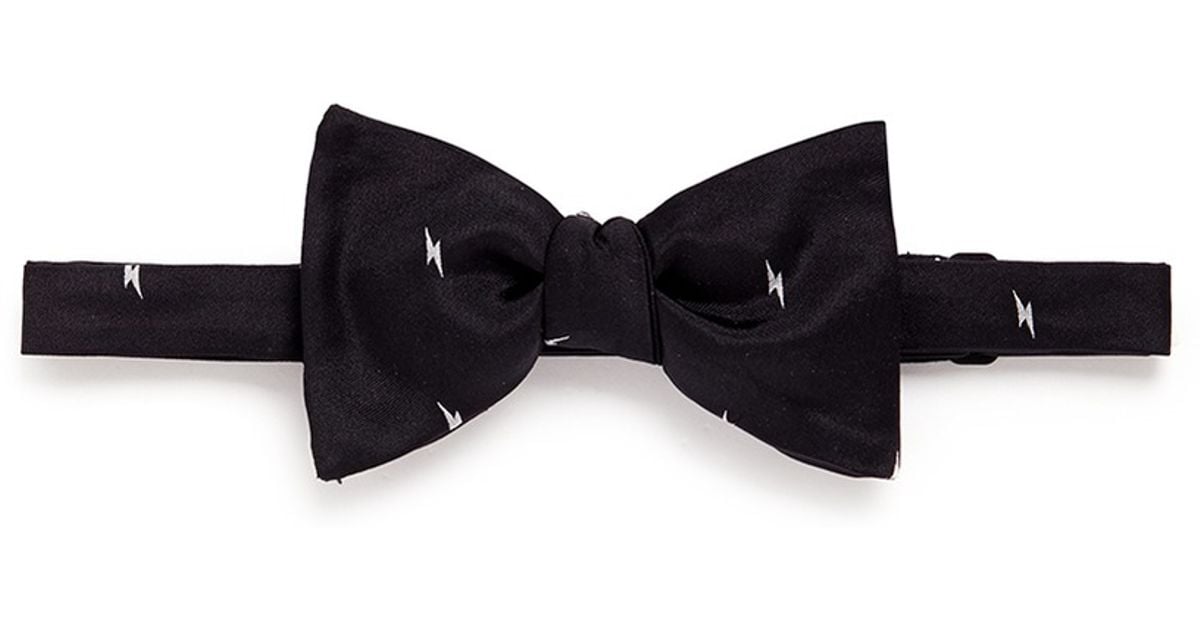 Lyst Neil Barrett Lightning Bolt Jacquard Silk Bow Tie In Black Lyst Neil Barrett Lightning Bolt Jacquard Silk Bow Tie In Black For Men