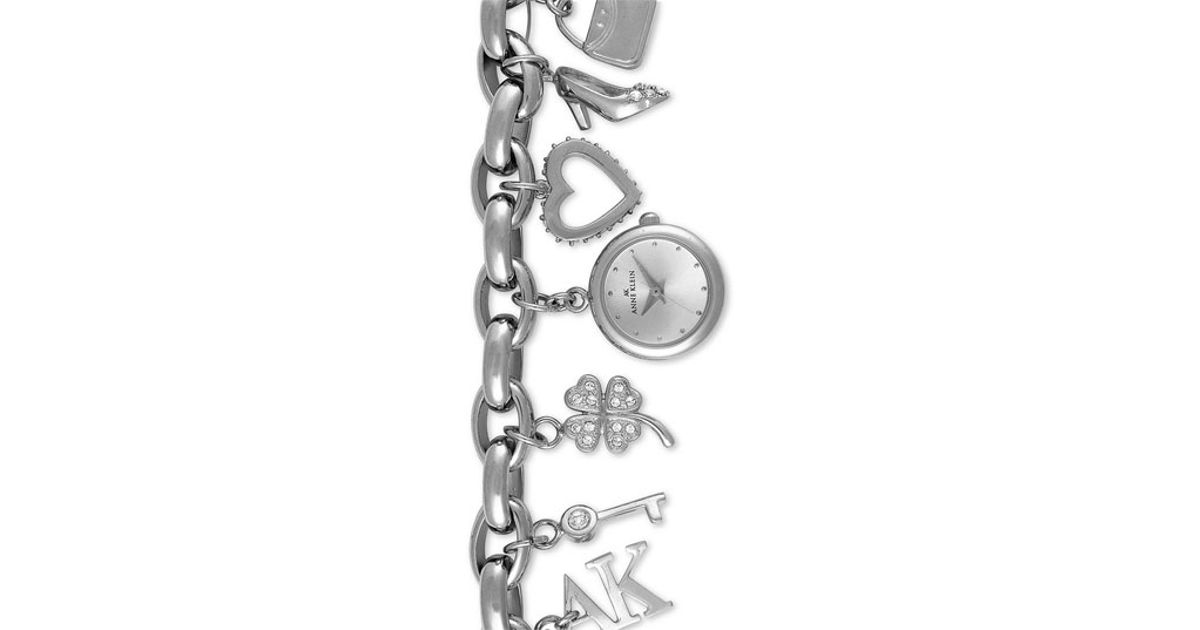 Lyst Anne Klein Charm Bracelet Watch In Metallic